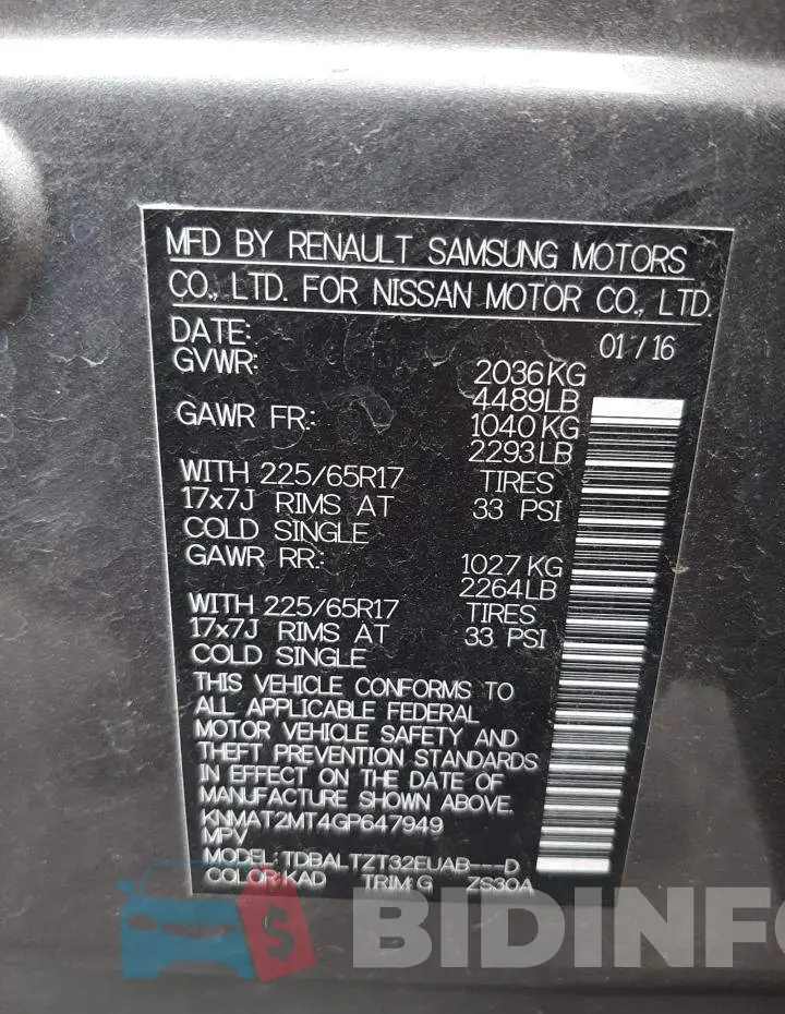 KNMAT2MT4GP647949 Photo# 10