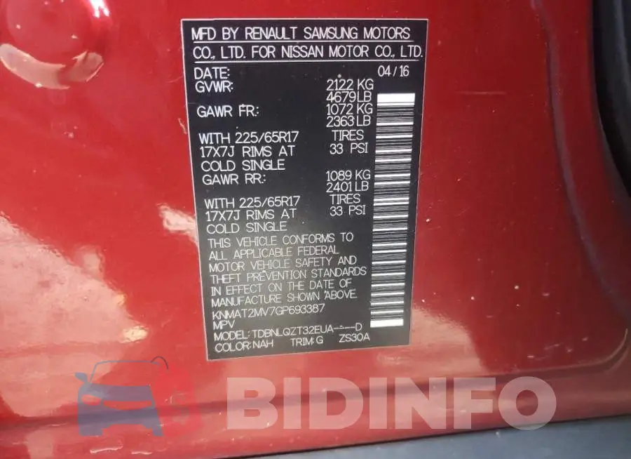 KNMAT2MV7GP693387 Photo# 10