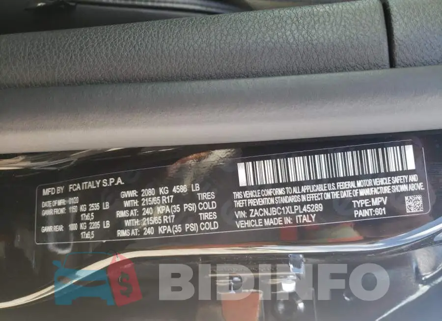 ZACNJBC1XLPL45289 Photo# 10