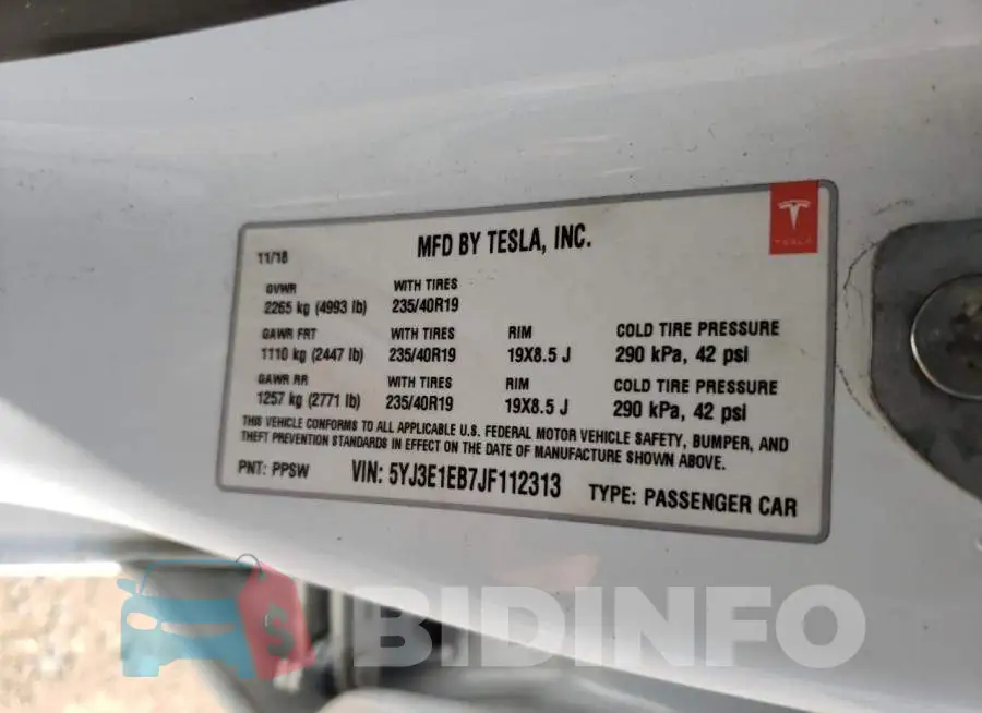 5YJ3E1EB7JF112313 Photo# 10