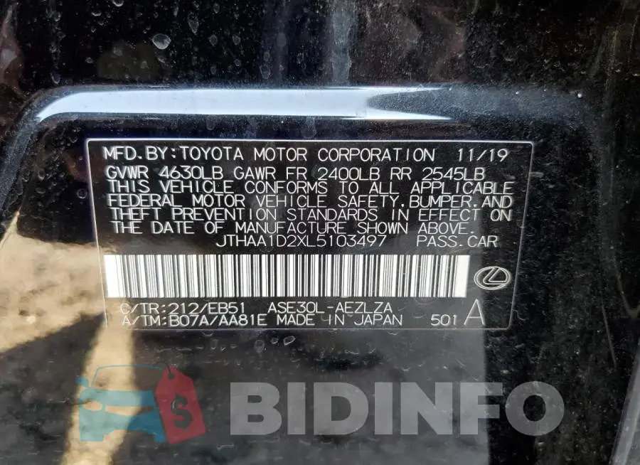 JTHAA1D2XL5103497 Photo# 10