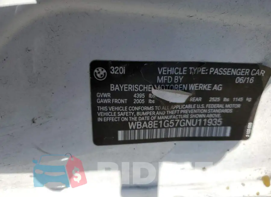 WBA8E1G57GNU11935 Photo# 10