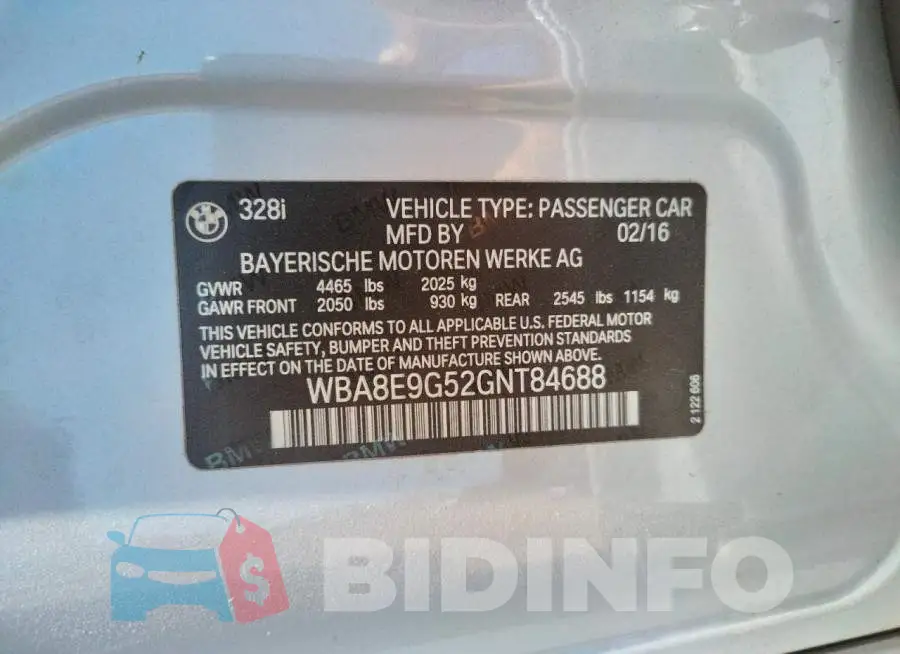 WBA8E9G52GNT84688 Photo# 10