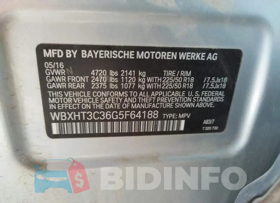 WBXHT3C36G5F64188 Photo# 10