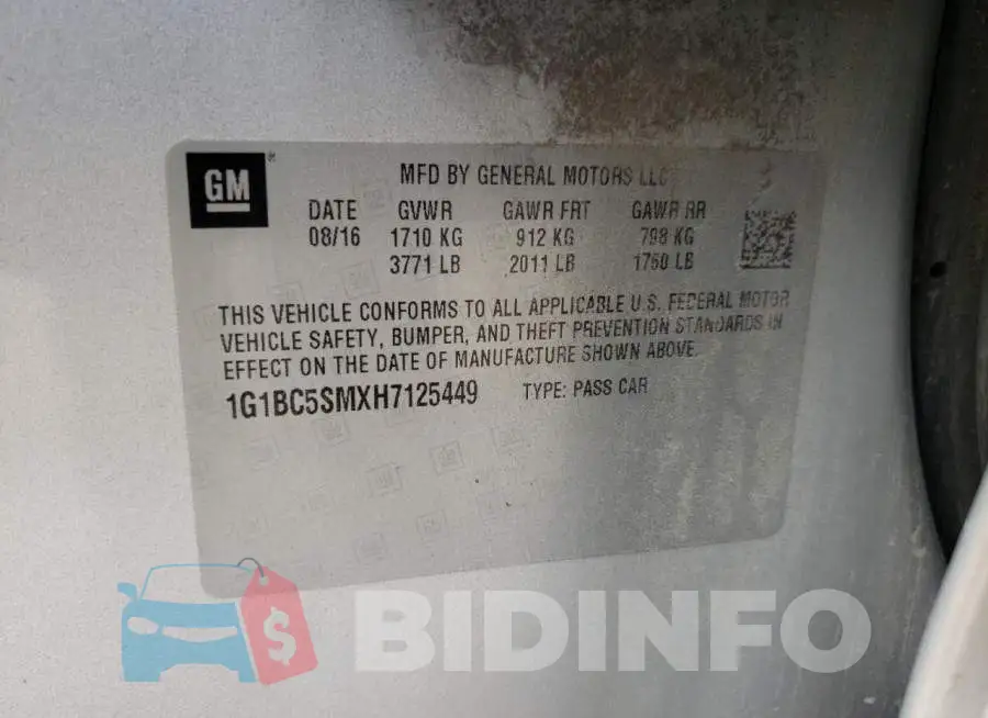 1G1BC5SMXH7125449 Photo# 10