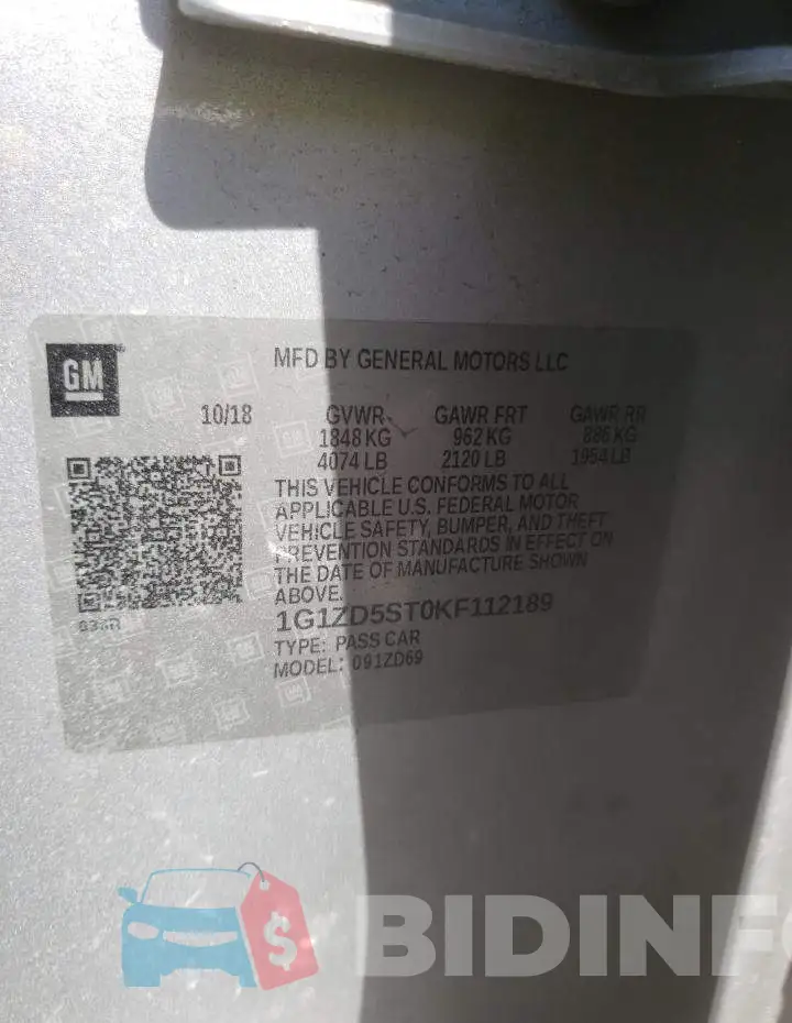 1G1ZD5ST0KF112189 Photo# 10