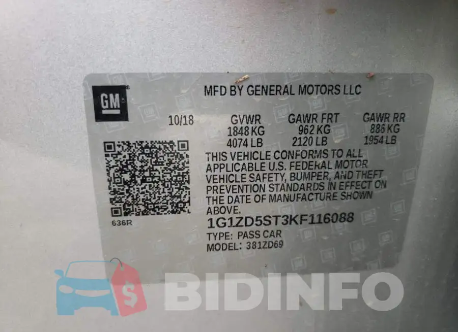 1G1ZD5ST3KF116088 Photo# 10