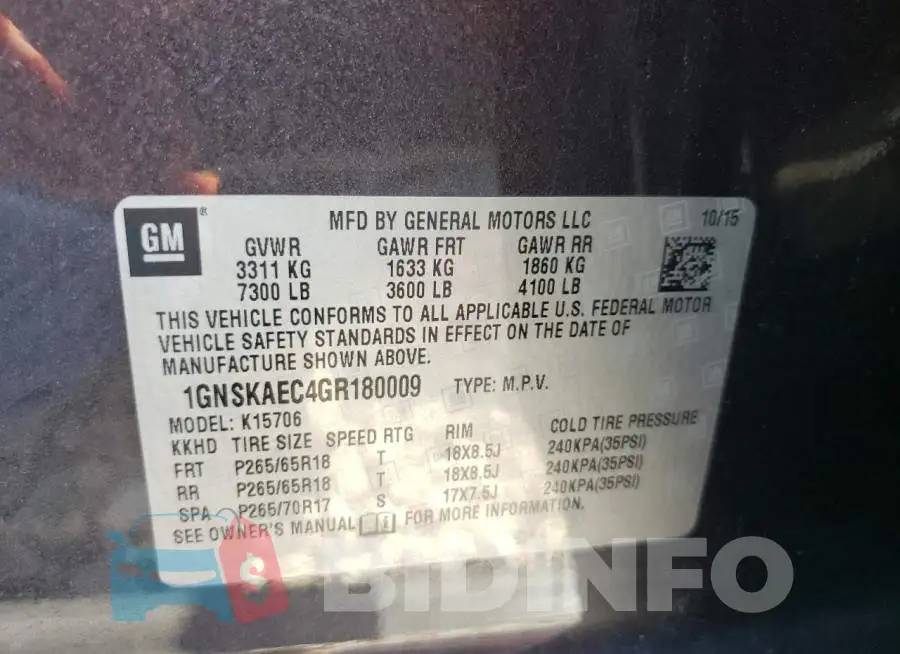 1GNSKAEC4GR180009 Photo# 10