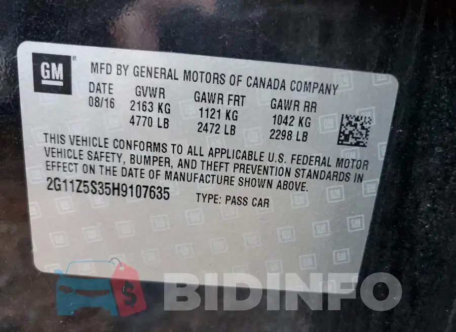 2G11Z5S35H9107635 Photo# 10