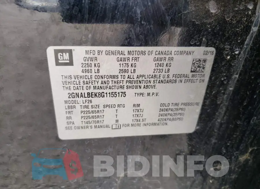 2GNALBEK8G1155175 Photo# 10
