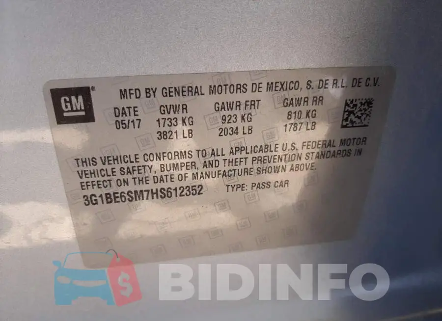 3G1BE6SM7HS612352 Photo# 10
