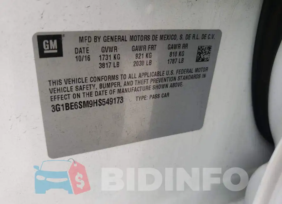 3G1BE6SM9HS549173 Photo# 10