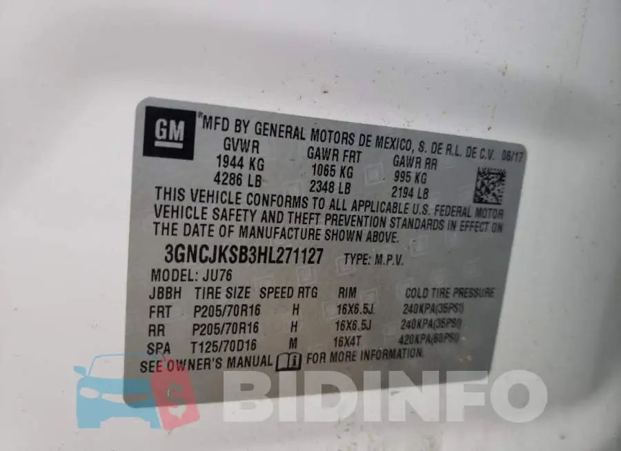 3GNCJKSB3HL271127 Photo# 10