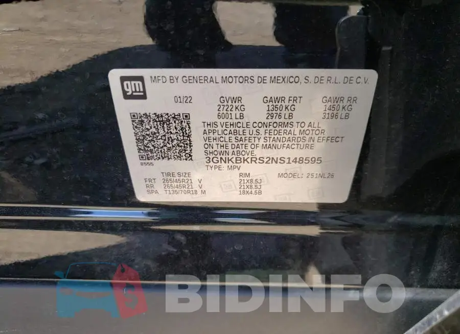 3GNKBKRS2NS148595 Photo# 10