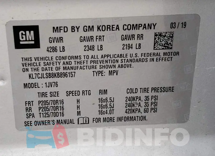 KL7CJLSB8KB896157 Photo# 10