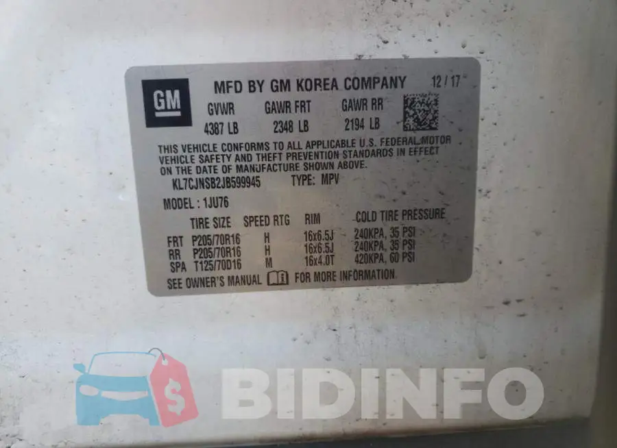 KL7CJNSB2JB599945 Photo# 10