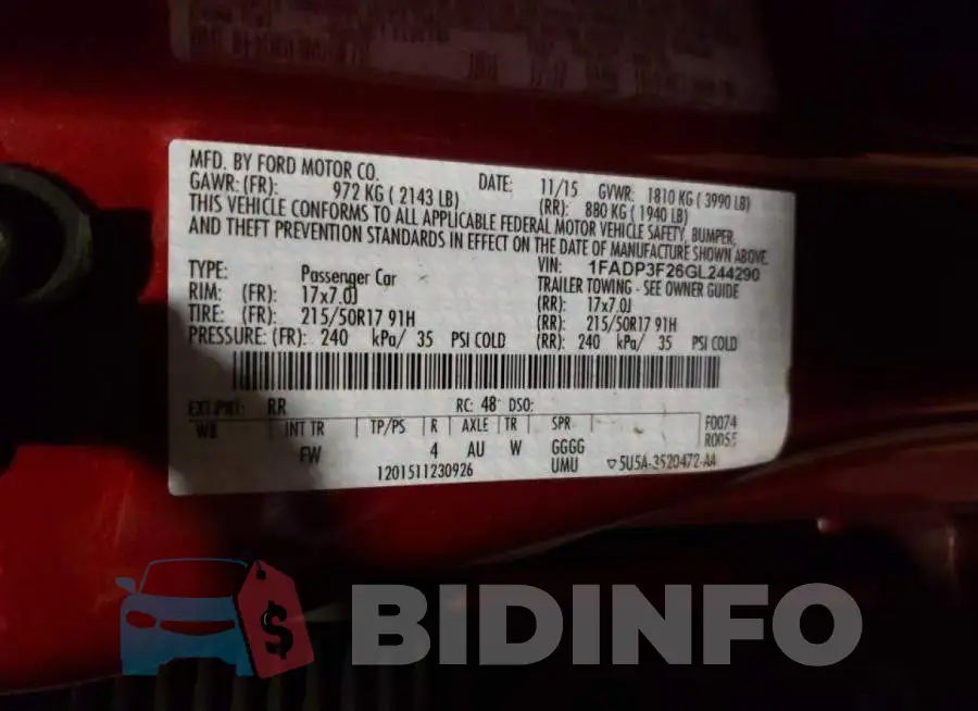 1FADP3F26GL244290 Photo# 10