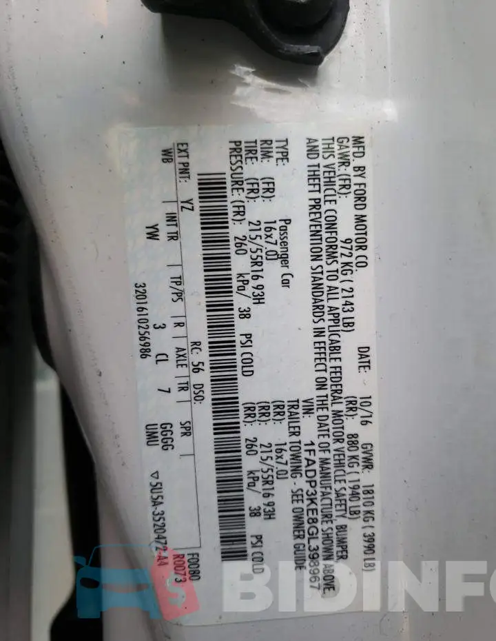 1FADP3KE8GL398967 Photo# 10