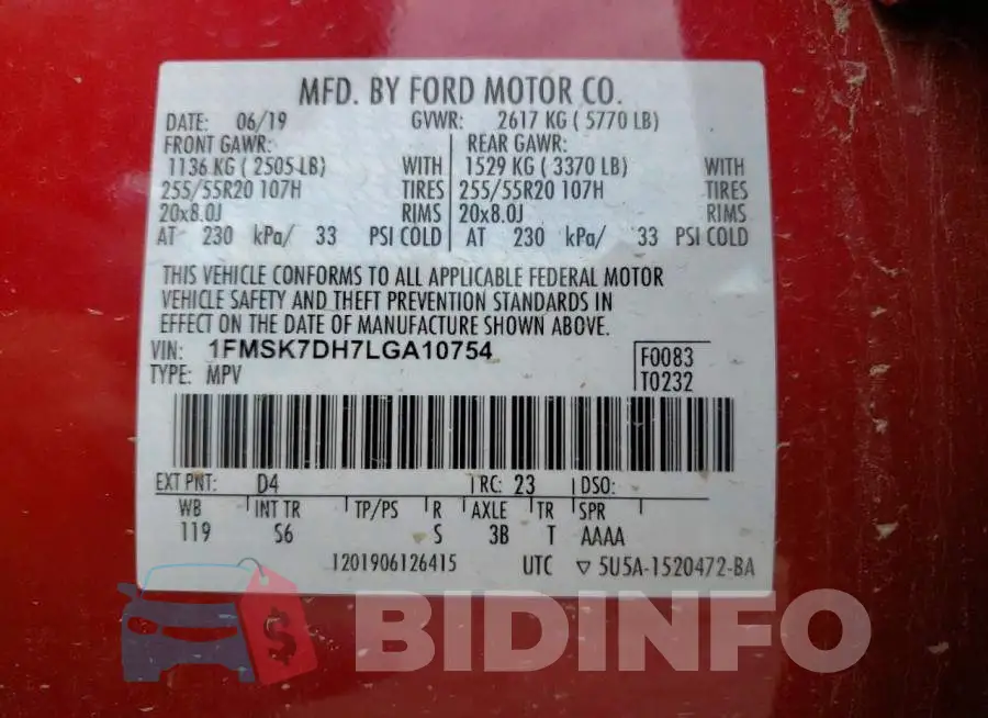 1FMSK7DH7LGA10754 Photo# 10