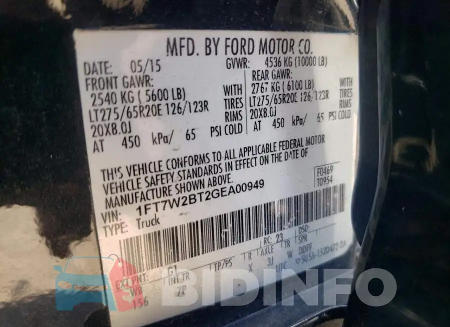 1FT7W2BT2GEA00949 Photo# 10