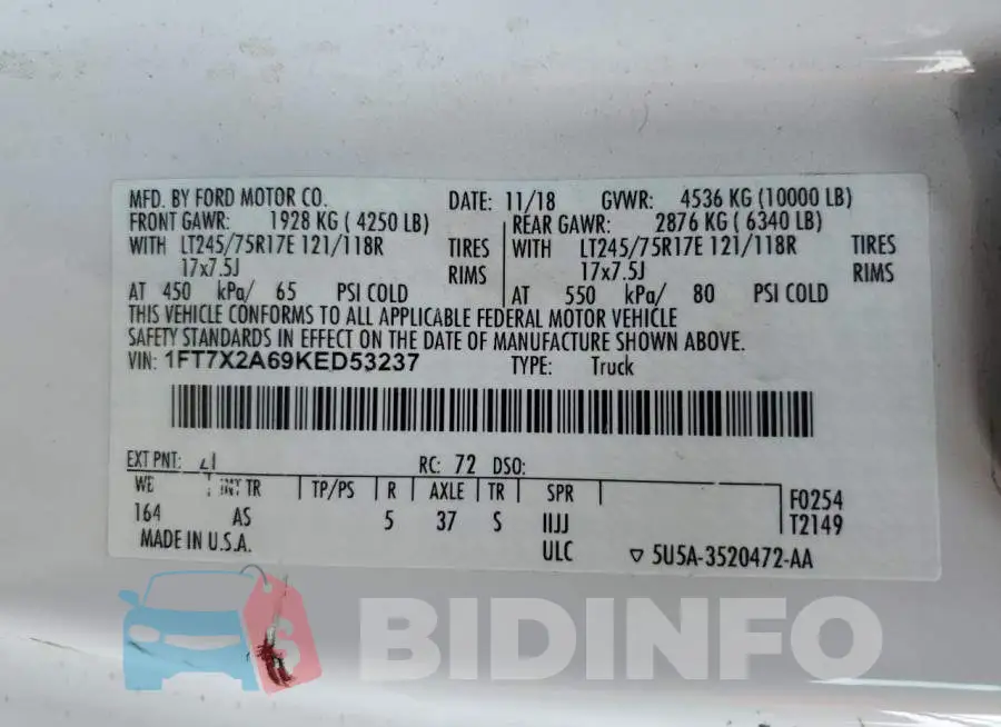 1FT7X2A69KED53237 Photo# 10