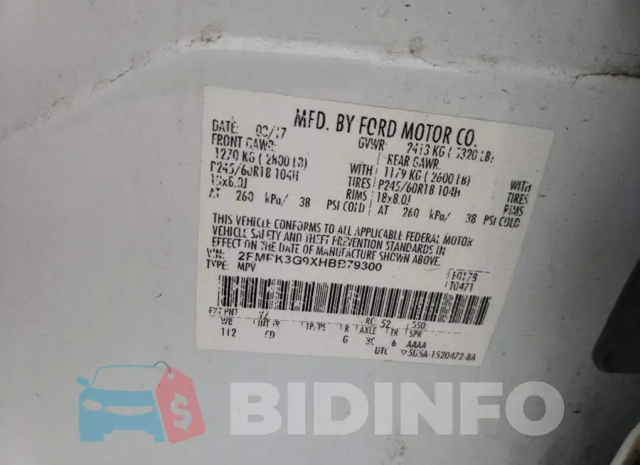 2FMPK3G9XHBB79300 Photo# 10
