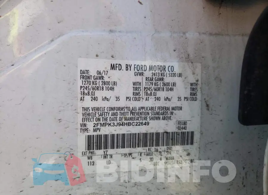 2FMPK3J94HBC22649 Photo# 10