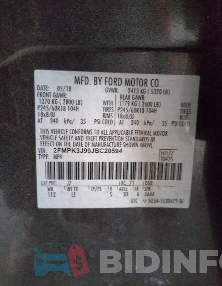 2FMPK3J99JBC20594 Photo# 10