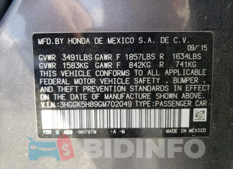3HGGK5H89GM702049 Photo# 10
