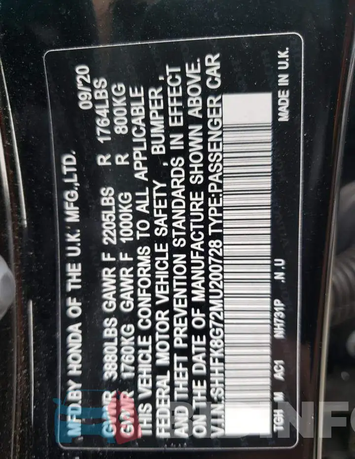 SHHFK8G72MU200728 Photo# 10