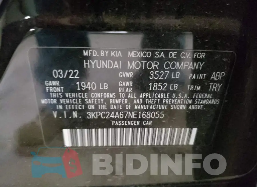 3KPC24A67NE168055 Photo# 10