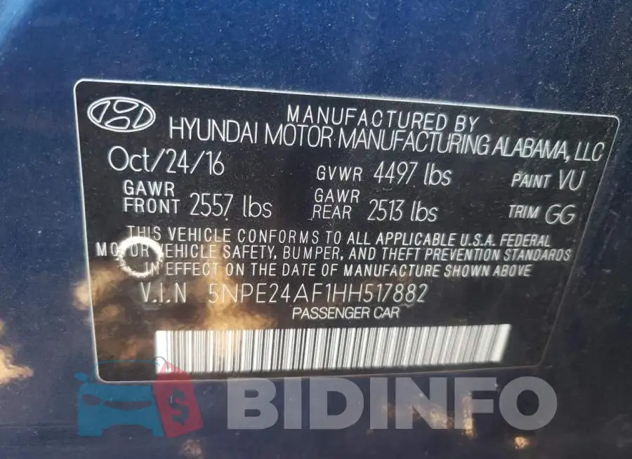 5NPE24AF1HH517882 Photo# 10