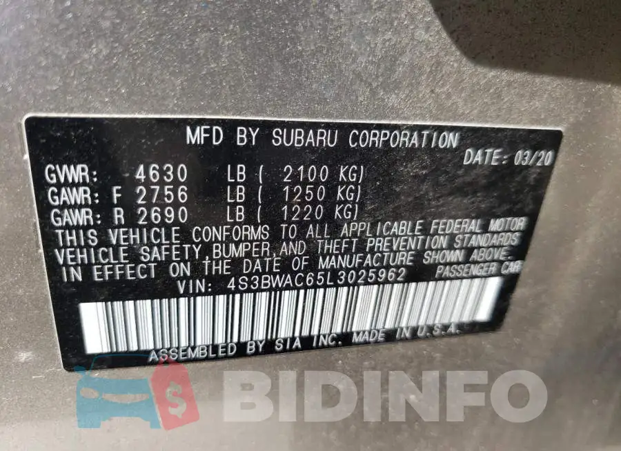 4S3BWAC65L3025962 Photo# 10