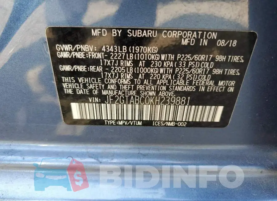 JF2GTABC0KH239881 Photo# 10