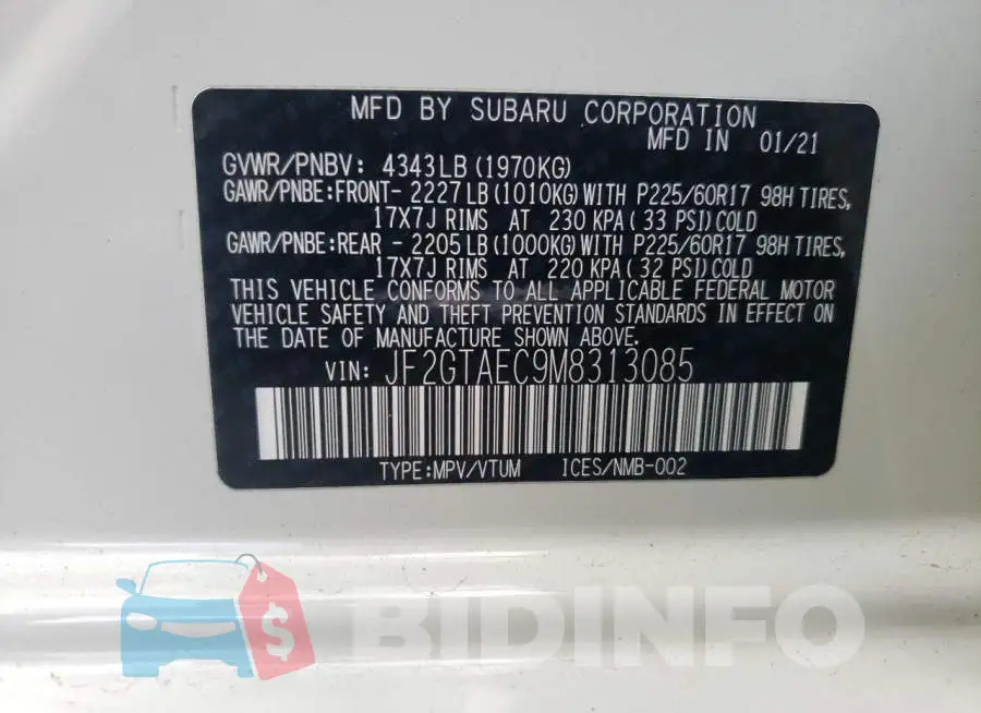 JF2GTAEC9M8313085 Photo# 10