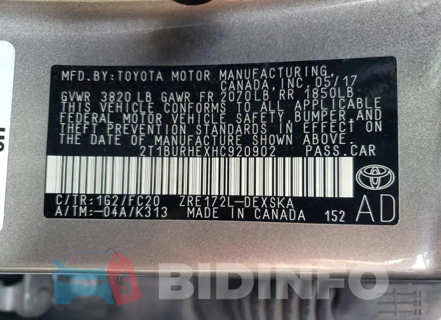 2T1BURHEXHC920902 Photo# 10