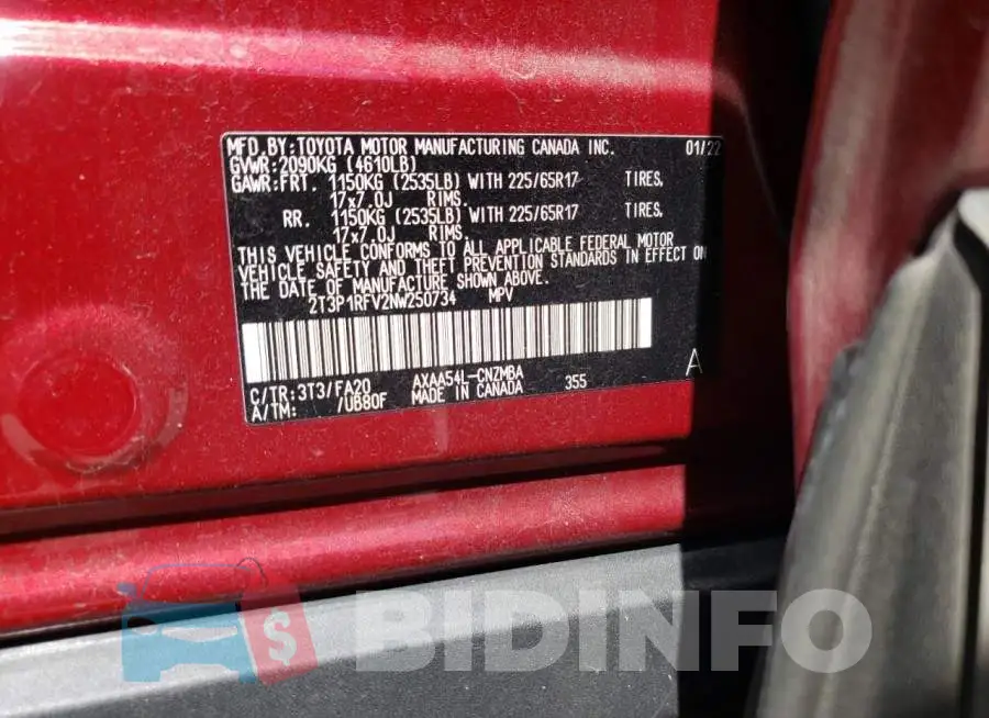 2T3P1RFV2NW250734 Photo# 10