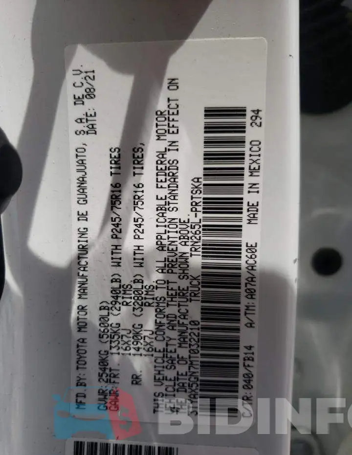 3TYAX5GN7MT032210 Photo# 10