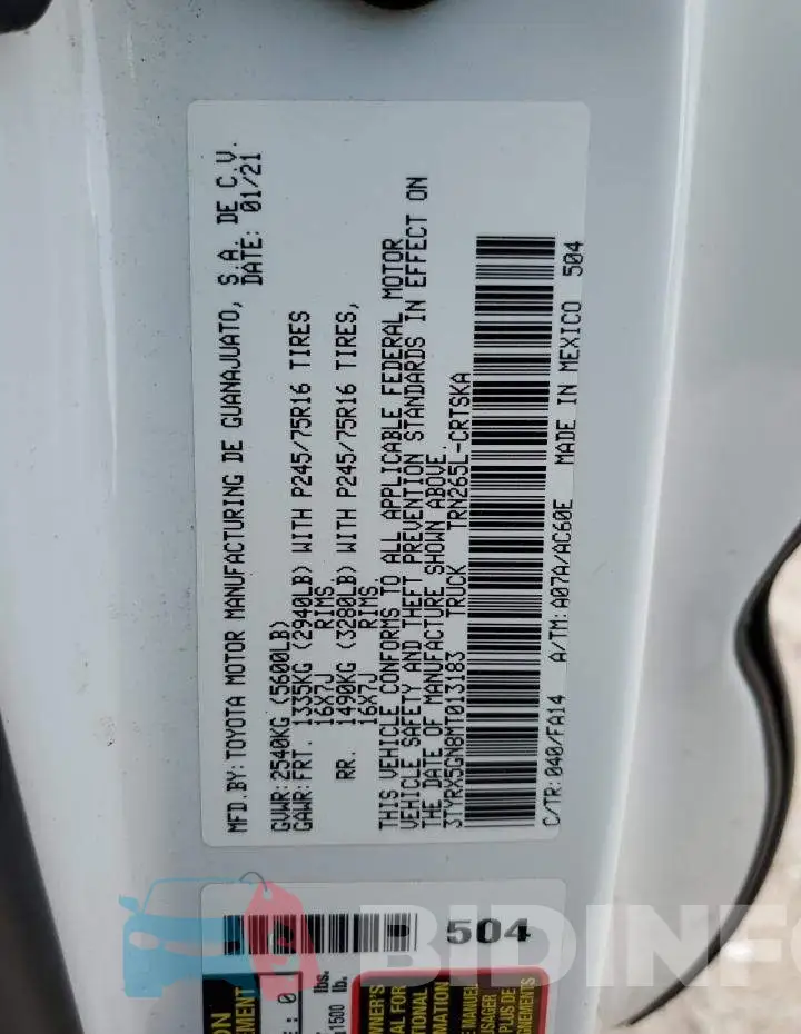 3TYRX5GN8MT013183 Photo# 10