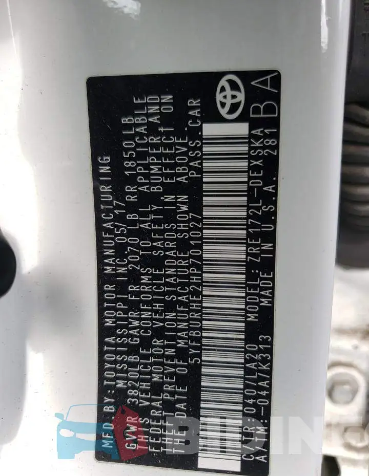 5YFBURHE2HP701027 Photo# 10