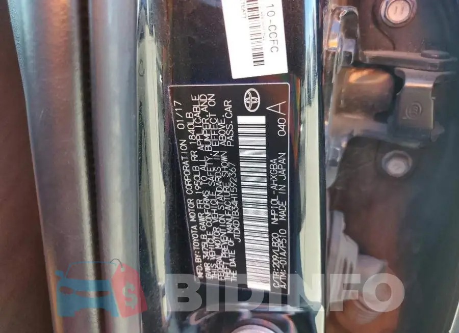 JTDKDTB34H1592367 Photo# 10