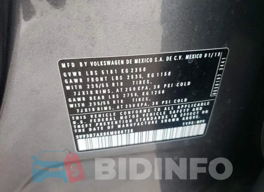 3VV3B7AX8KM088728 Photo# 10