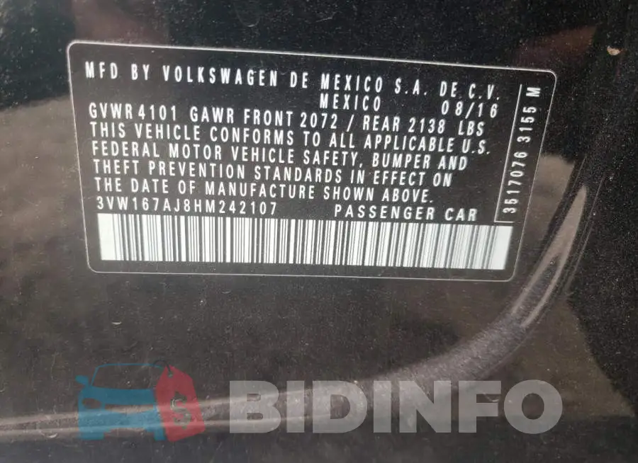 3VW167AJ8HM242107 Photo# 10