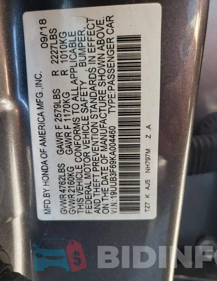 19UUB3F69KA004460 Photo# 10