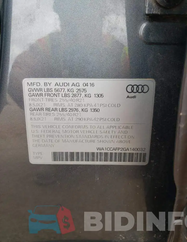 WA1CCAFP2GA140032 Photo# 10