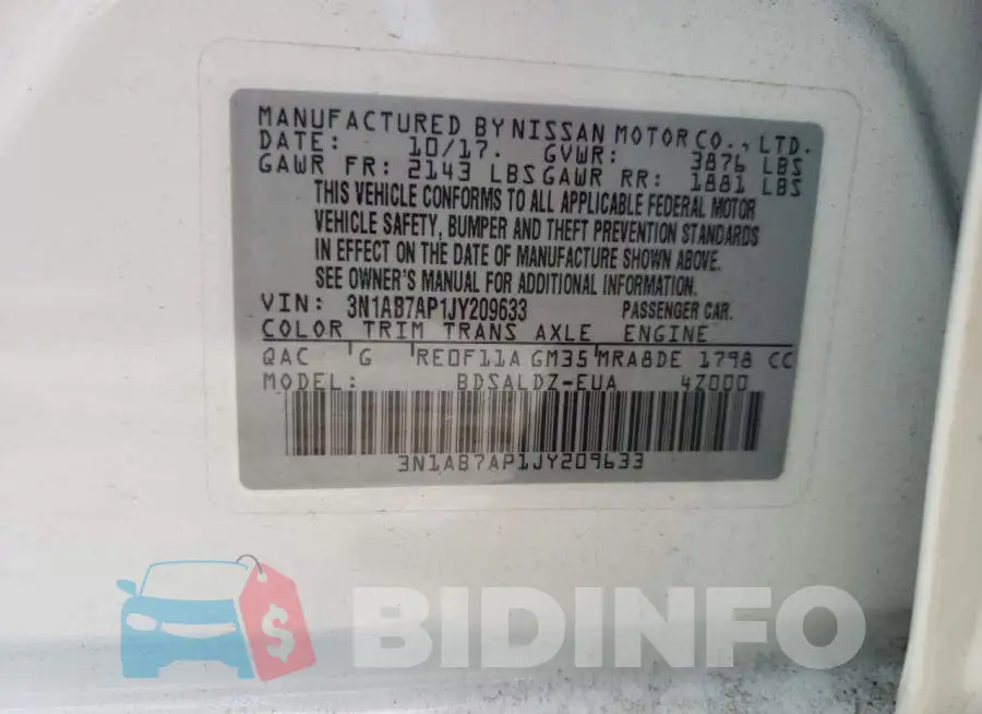 3N1AB7AP1JY209633 Photo# 10