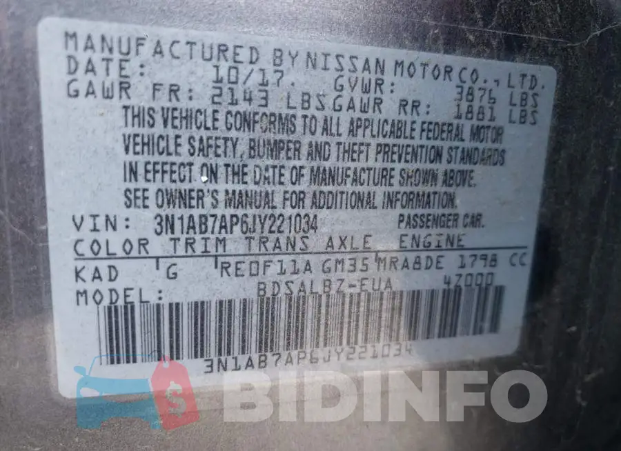 3N1AB7AP6JY221034 Photo# 10