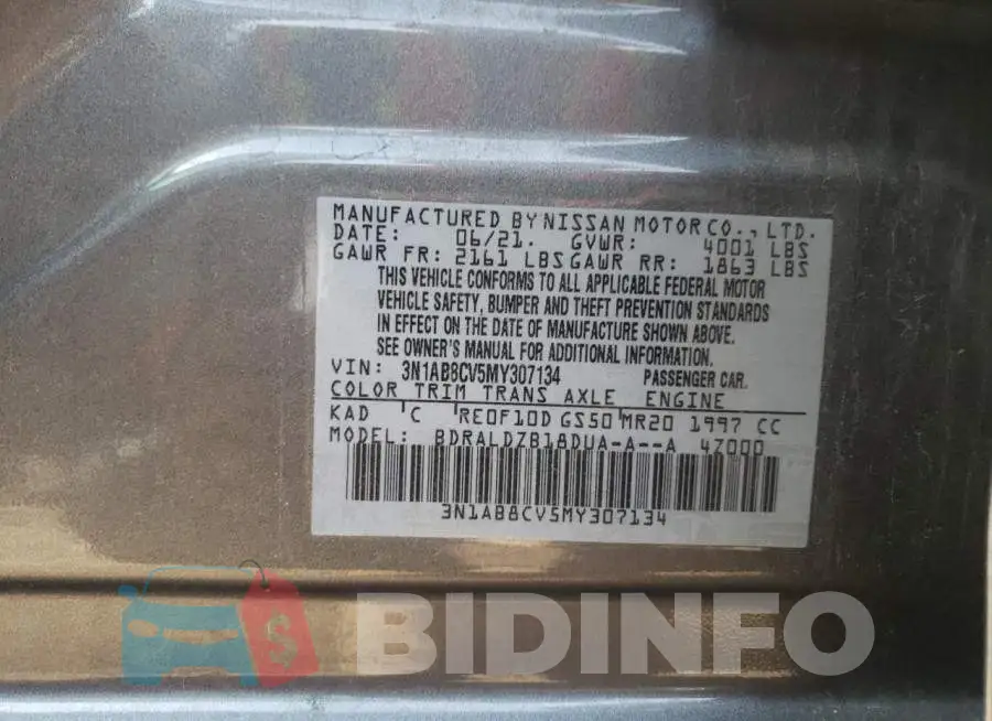 3N1AB8CV5MY307134 Photo# 10