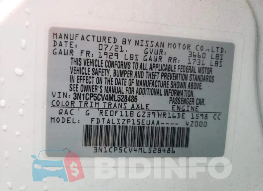 3N1CP5CV4ML528486 Photo# 10