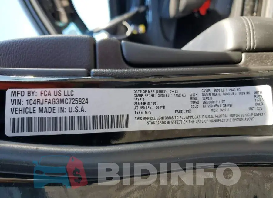 1C4RJFAG3MC725924 Photo# 10